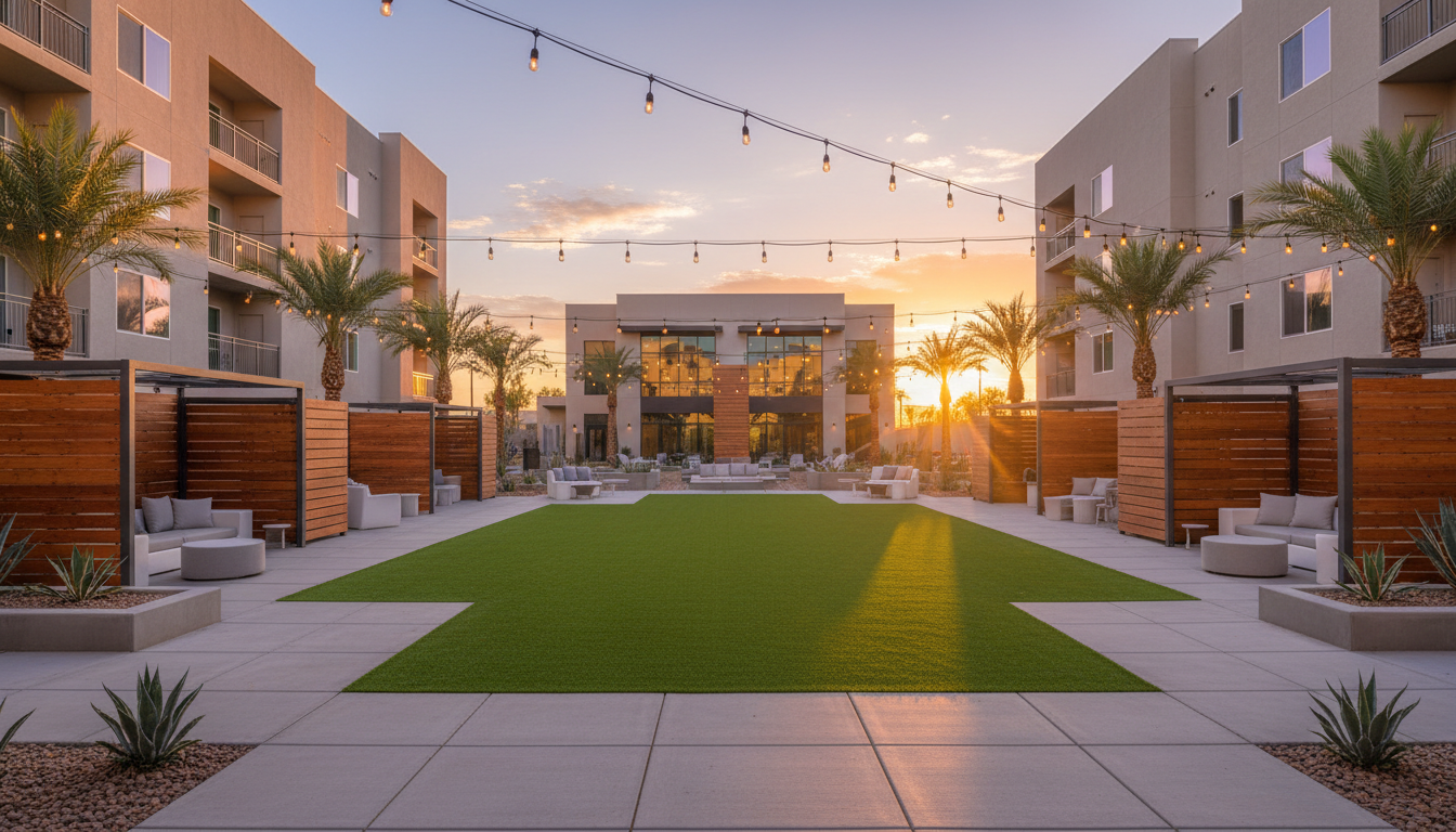 Where turf usually lives in LV multi-family — Sparkly Turf Las Vegas